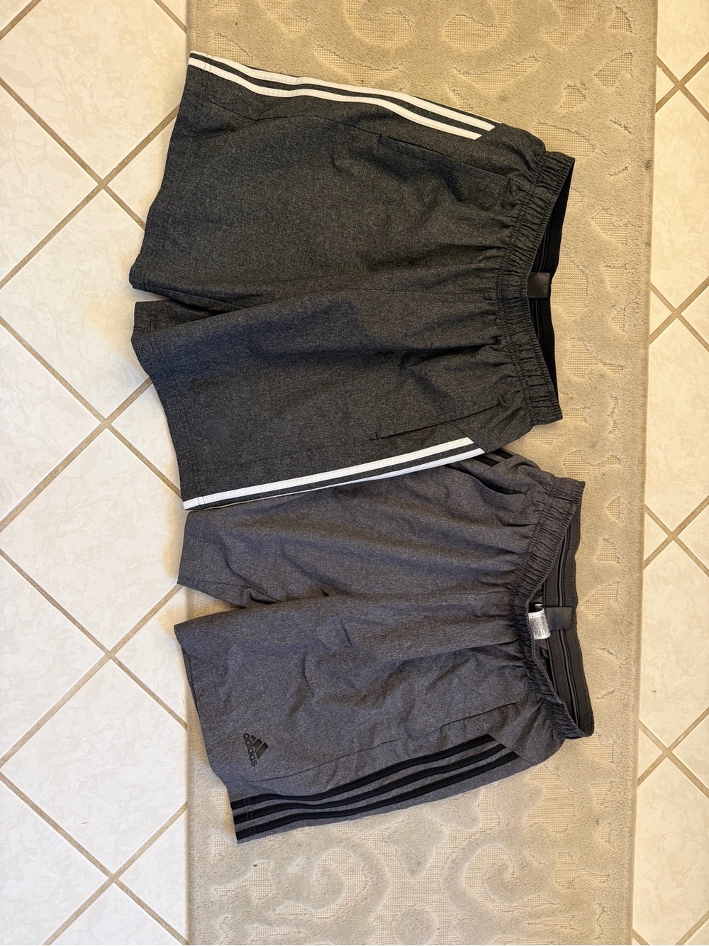 Lot of 2 adidas Black and Charcoal Gray Athletic Shorts